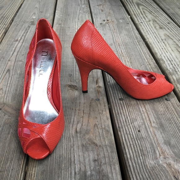 N by Nicole miller Shoes - N by Nicole Miller Open Toe High Heel Pumps 6 Red